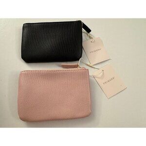 New Set Of 2 Pink And Black Primark Wallet Coin Purses C41